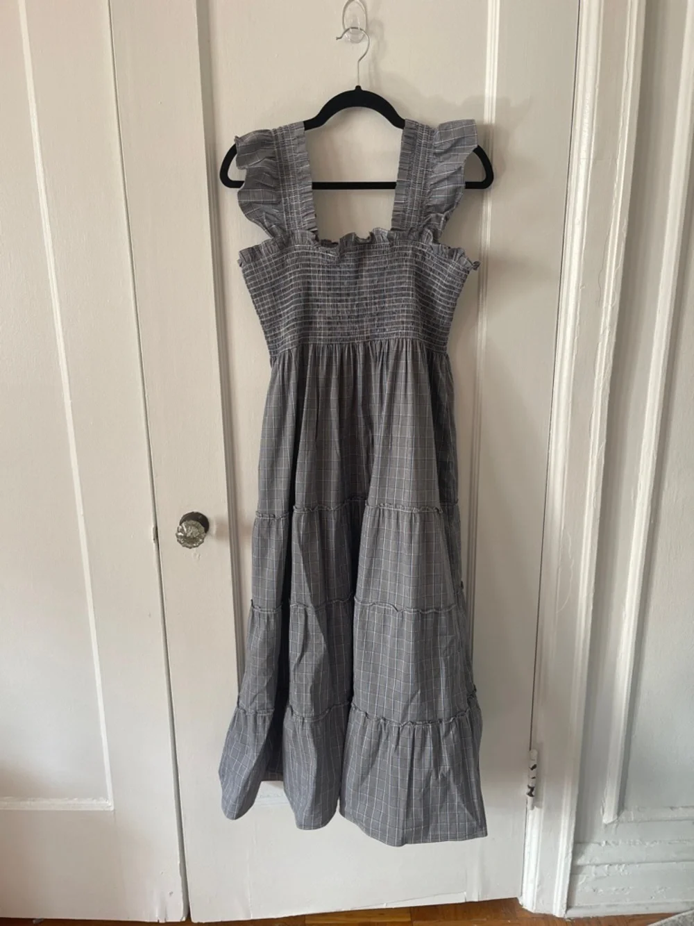 Hill House Blue Plaid Smocked Midi Dress with Flutter Straps - Picture 11 of 11